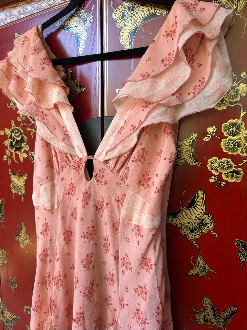 Free People Blush Pink Floral Ruffle Maxi Dress - Picture 2 of 4